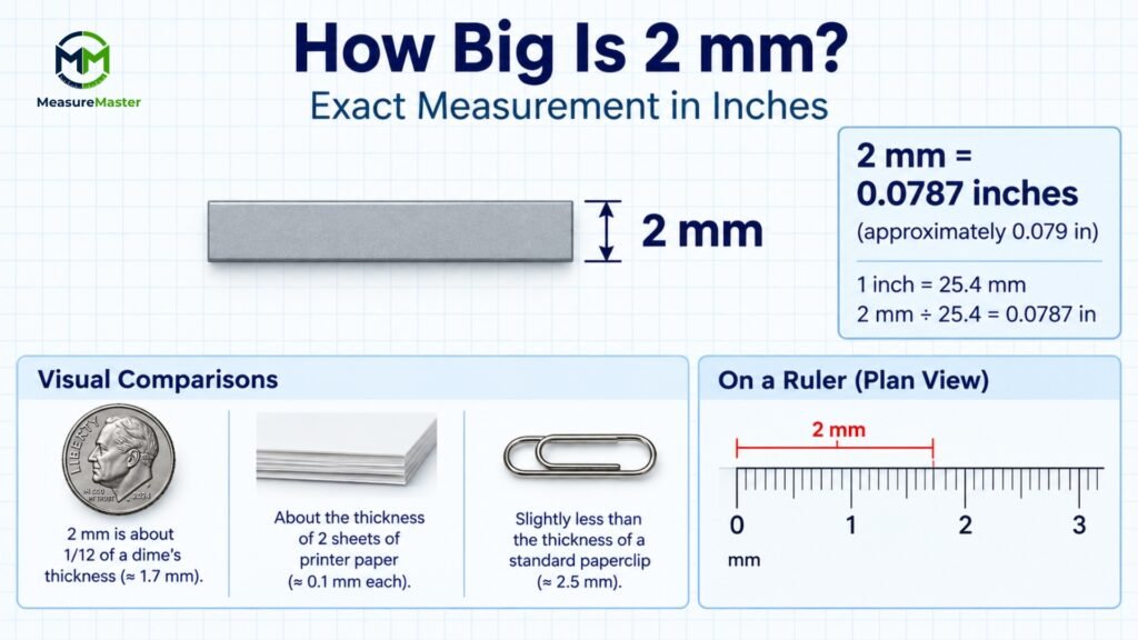 2mm to inches